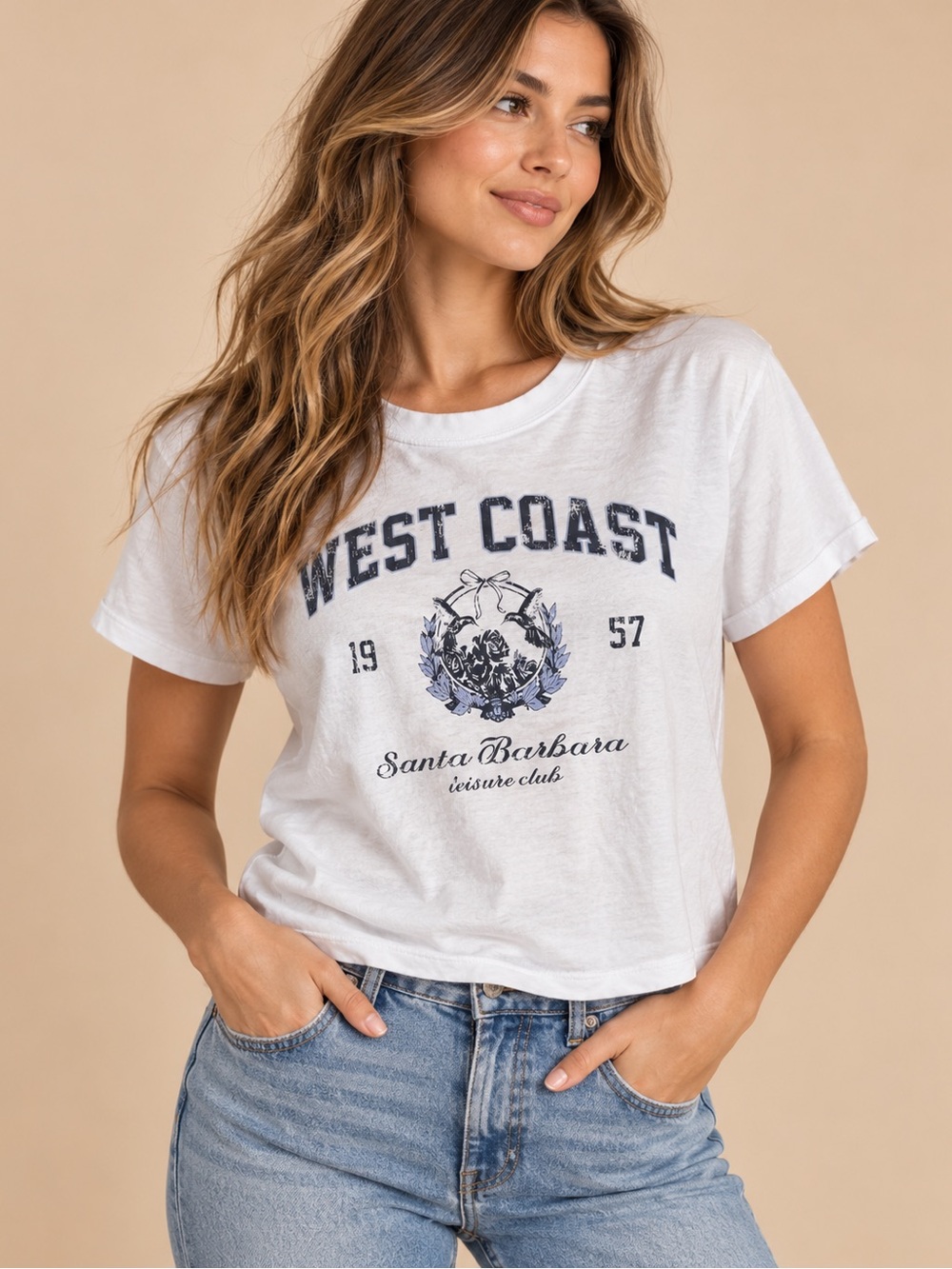 West Coast Santa Barbara 1957 Graphic Cropped Tee S